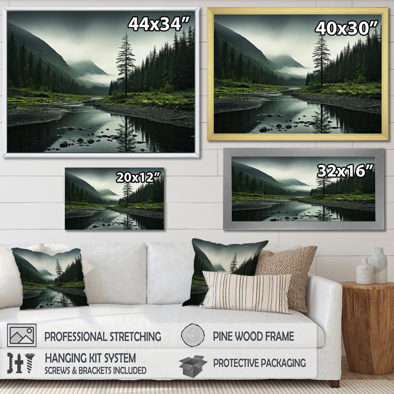 «Alaska Wilderness Solitude», reproduction sur toile, H 30 po x l 40 po x P 1,5 po, Cadre flottant noir