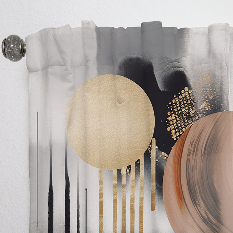Garan - Stripes And Circles Abstract Soft Colors - Abstract Marble Curtain - Velvet Room Darkening - 1 panel, 52" W x 120" L