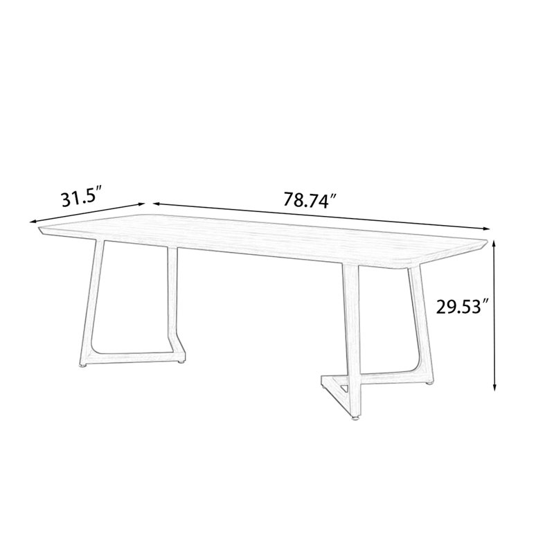 Table de salle à manger Burlywood, H 29,53 po x L 78,74 po x l 31,5 po