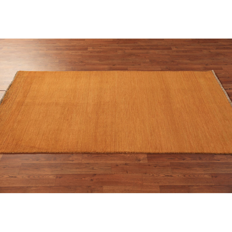 Handmade Rust Gabbeh Oriental Runner Rug 3x7