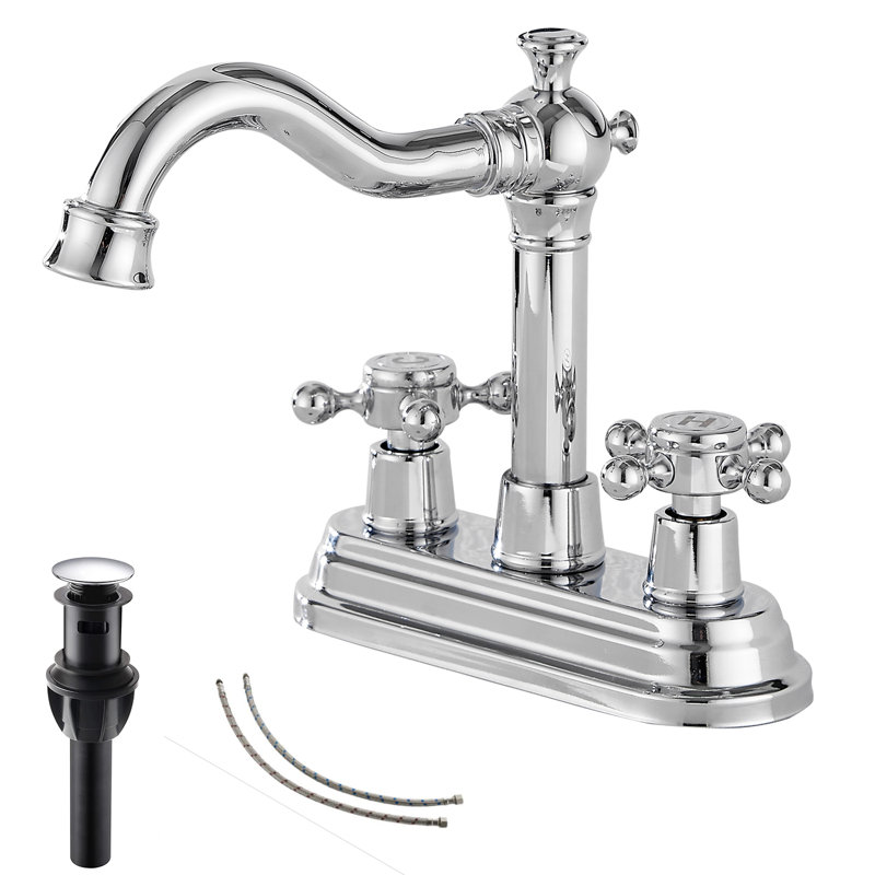 2-handle Bathroom Faucet with Drain Assembly, Polished Chrome