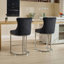 Tabouret de bar de 25 po de hauteur (de 2), velours noir rembourré avec dossier à boutons et garniture de rivet, base en métal chromé pour tabourets de maison, base moderne,-1404441253