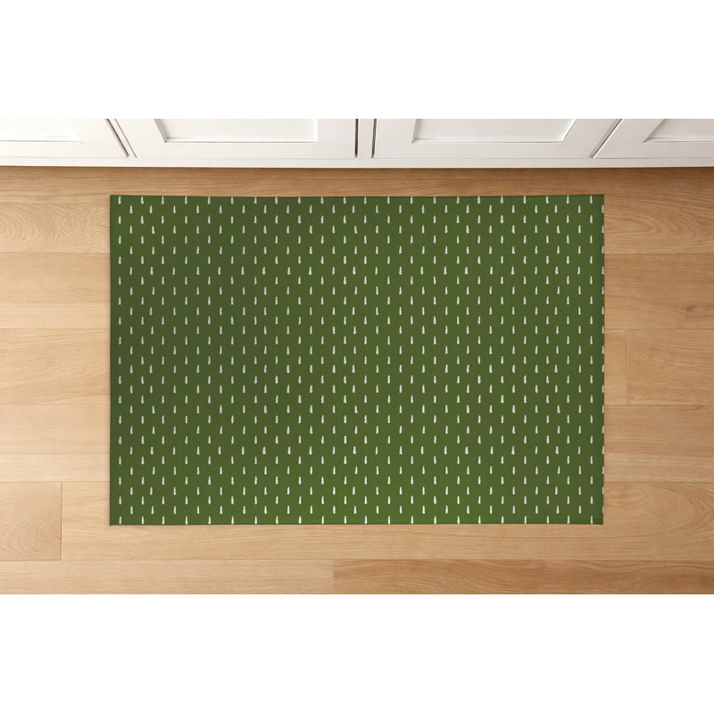 Tapis de cuisine à profil bas Patty, Rectangle 5' x 7', Vert olive rayé