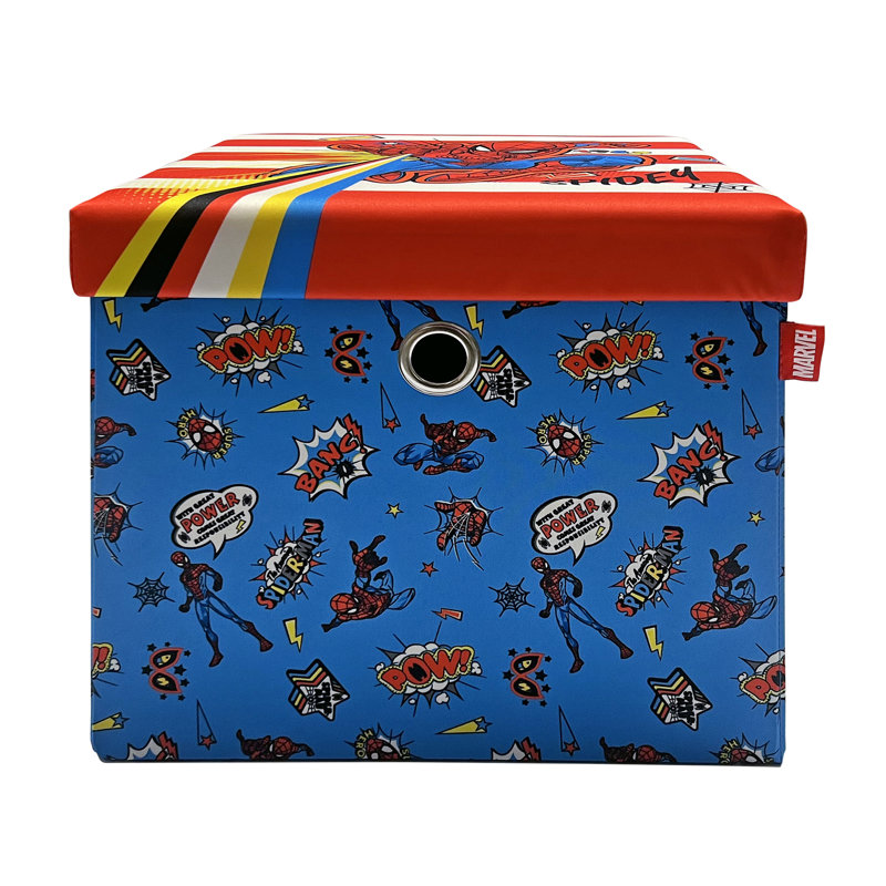 Spider-Man Foldable Ottoman Storage Box, Square Toy Chest Box with Lid for Kids, Foot Stool, Can Hold up to 30kg