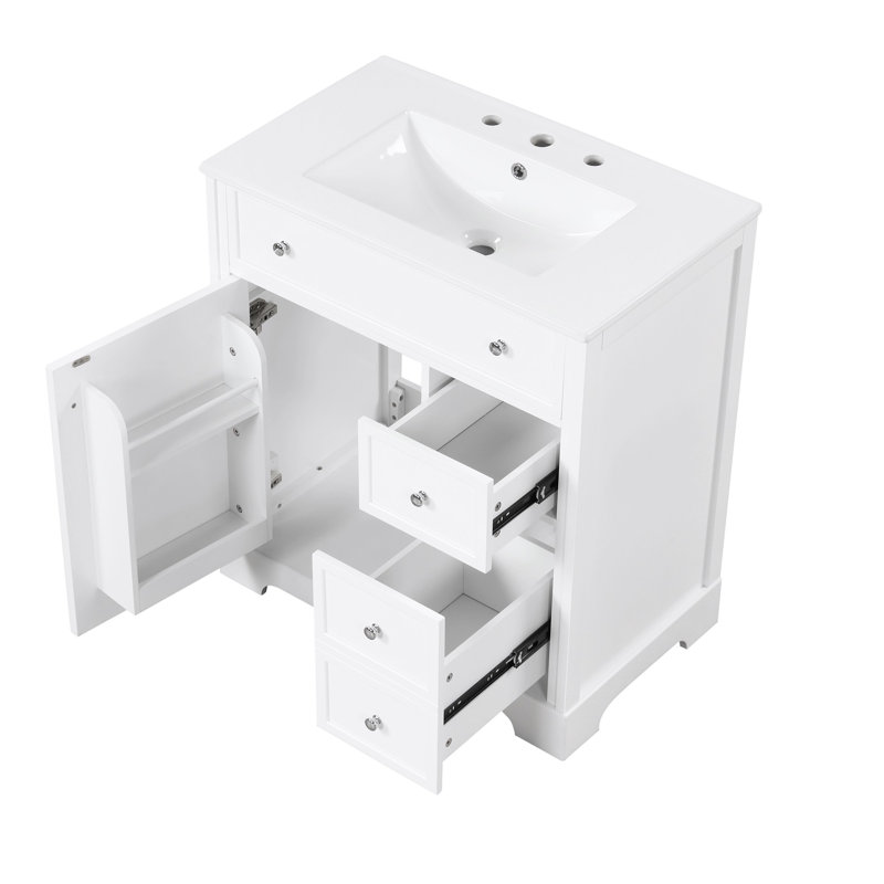 30-inch bathroom vanity with sink countertop, White