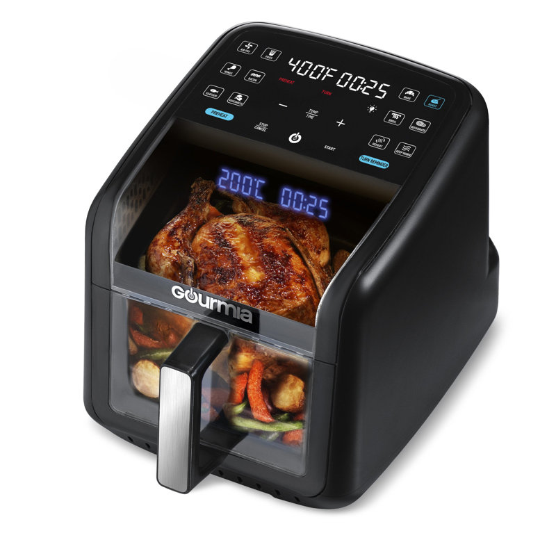 Friteuse numérique Gourmia 7 pte avec fenêtre facile à afficher, affichage holographique 3D et technologie FryForce 360 ° - 12 préréglages, panier allant au lave-vaisselle, noir