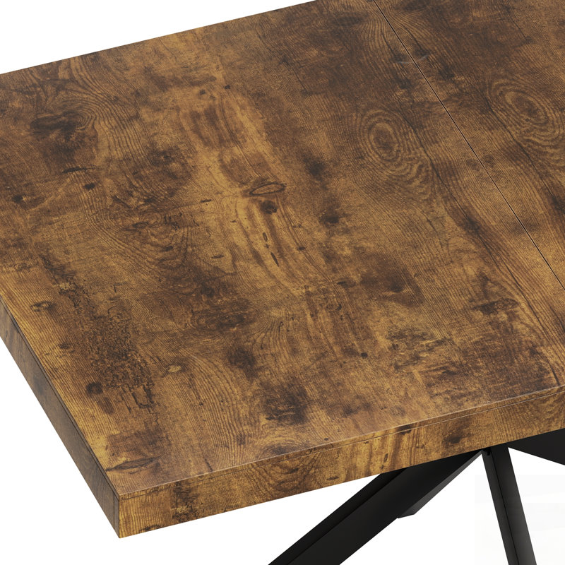Retro Rectangular Stretch Dining Table With Carole Top, Embossed Center Plate, And Storage Box, Ideal For Modern And Classic Interiors