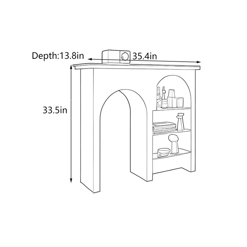 Table de hall d'entrée artistique française, H 33,5 po x l 35,4 po x P 13,8 po , Blanc