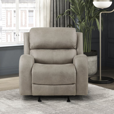 Niosha 38" Transitional Polished Microfiber Rocker Reclining Chair with Gentle Rocking, Durable Support & Foam Over Coils