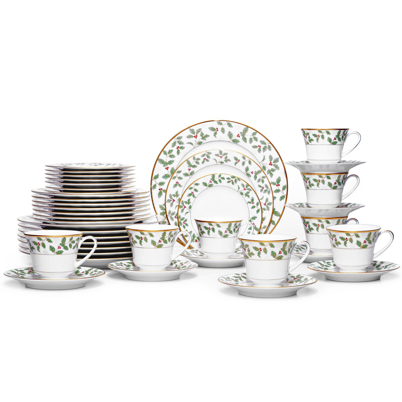 Service de vaisselle 40 pièces pour 8 personnes Noritake Holly & Berry Gold