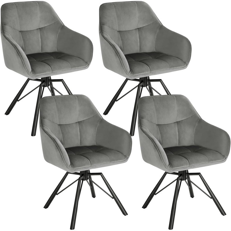 Alliene 48cm H Velvet Upholstered Armchair, Grey, 4