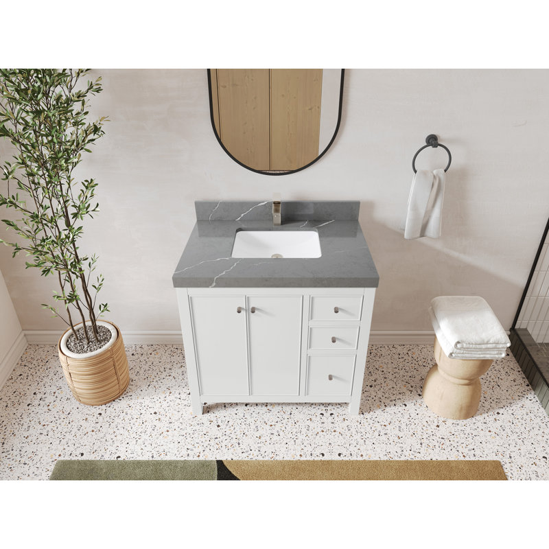 Meuble-lavabo simple avec plateau Chicago 36, Gris Piatra
