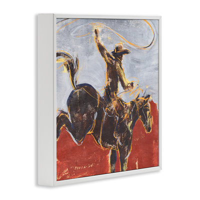Western Cowboy Wild Horse, art de la giclée blanche encadrée par Annie Warren