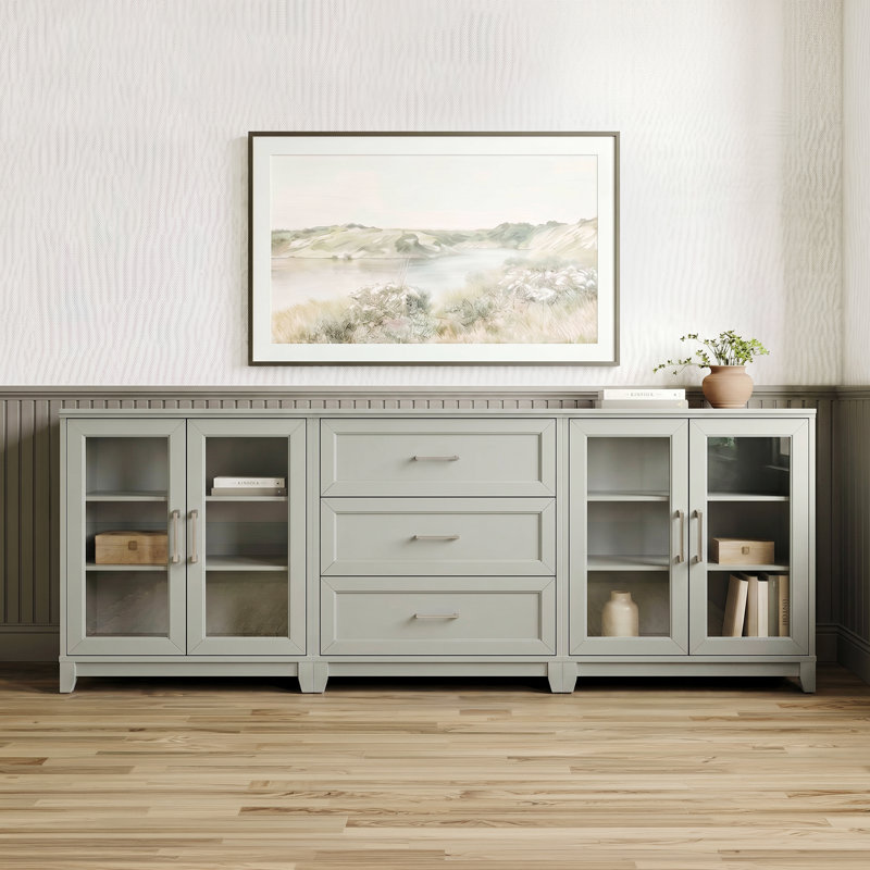 Martha Stewart Bedford 2-Door Cabinet and 3-Drawer Base Cabinet with Premium Hardware, Gray