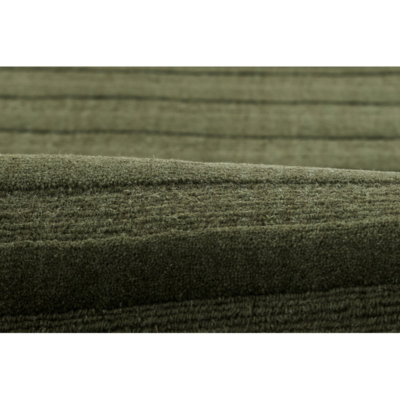 Tapis vert en laine tissé à la main Tayim 7 pi 10 po x 10 pi, 7 pi 10 po x 10 pi
