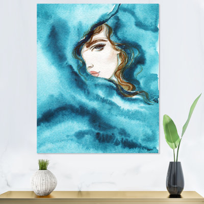 Turquoise, femme fluide, reproduction d'art sur toile glam