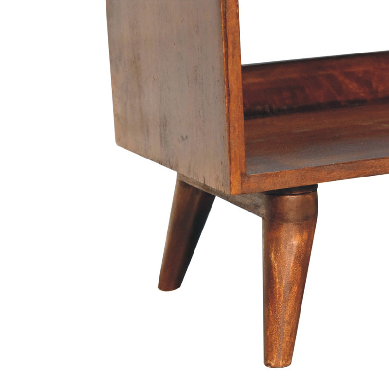Banc en bois massif de châtaignier avec coussin d'assise en cuir