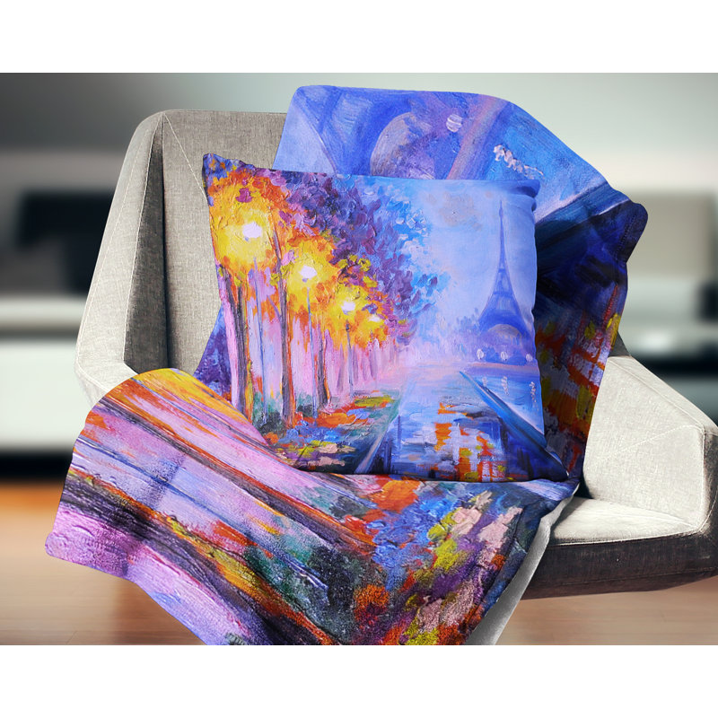 Vue de la Tour Eiffel à Paris - Coussin imprimé paysage, 16 po x 1 po, Coussin décoratif