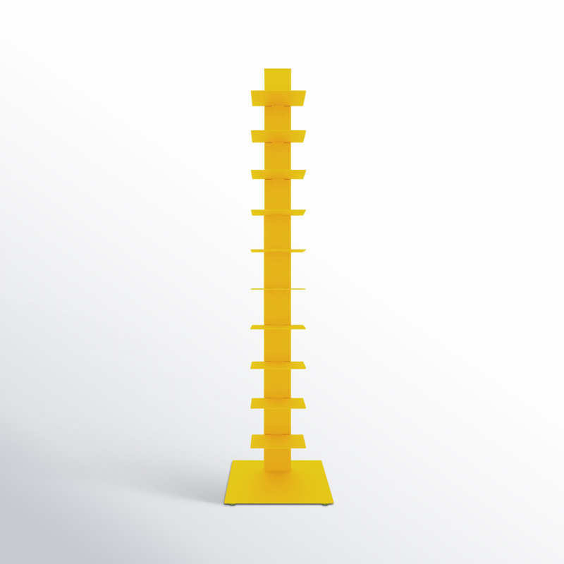 Ajax Stainless Steel 10-Tier Ladder Bookcase, Yellow