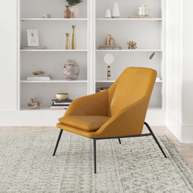 Faux Leather Armchair, Light Brown Faux Leather