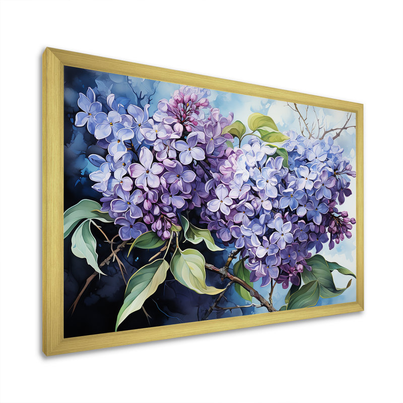 Lilas, minimalisme, rêve IV sur toile, H 34 po x l 44 po x P 1,5 po, Cadre doré simple