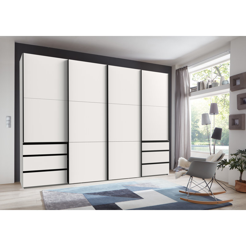 Guardino 4 Door Wardrobe, 216cm H x 300cm W x 65cm D, White