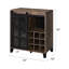 Armoire à vin de style rustique noir et chêne avec support à verres à pied obscur