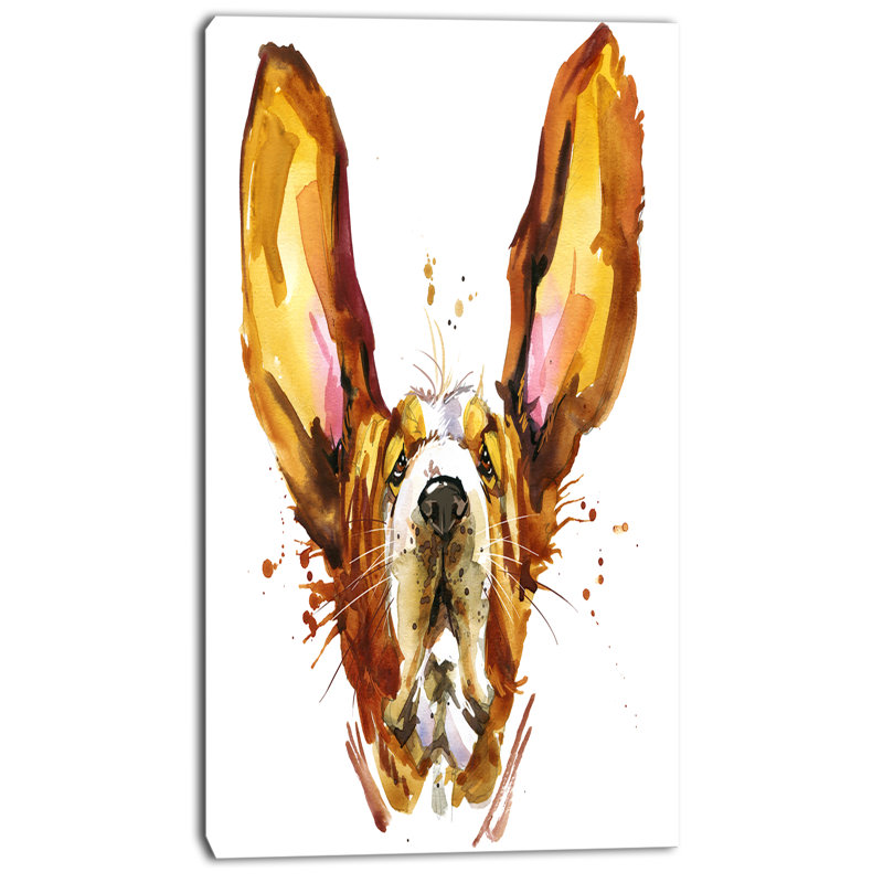 « drôle brown dog basset », reproduction d’art sur toile tendue, H 32 po x l 16 po x P 1 po