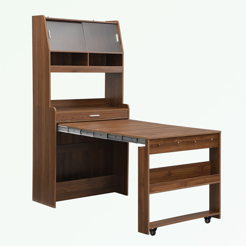 Armoire de cuisine avec huche et table de salle à manger pliable, Noyer