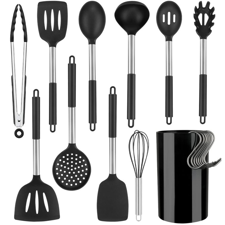Belfry Kitchen 12 Pcs Silicone Cooking Utensils Set Heat Resistant  Kitchenware Kitchen Tools Gadgets With Stainless Steel Handle For Non-Stick  Pan | Wayfair.co.uk