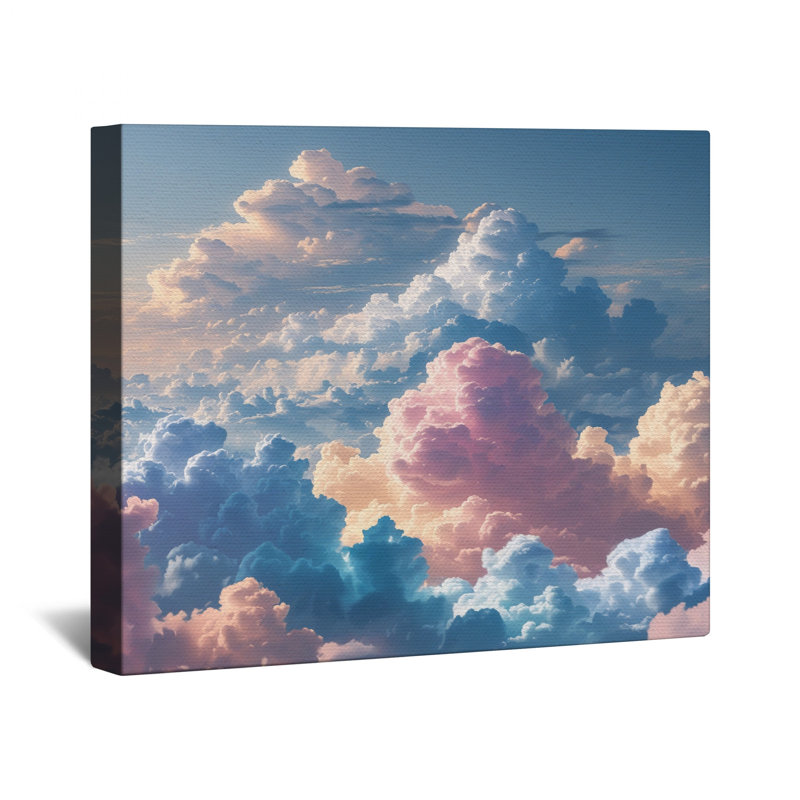 Toile tendue avec des nuages pastel, 24 po x 36 po