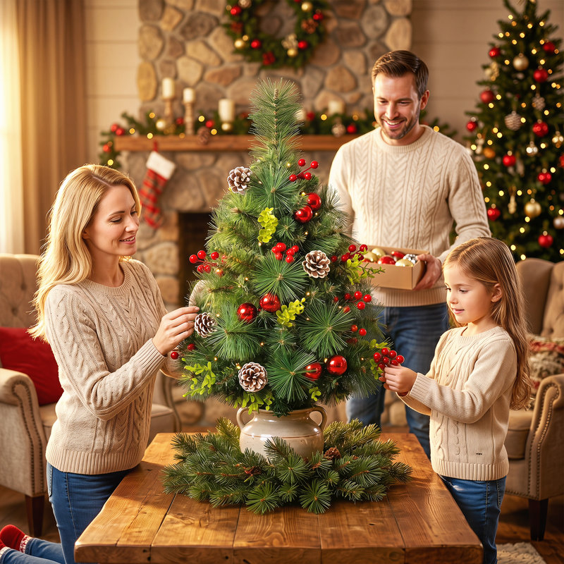 Sapin de Noël artificiel vert 2 'avec 30 lumières claires/blanches