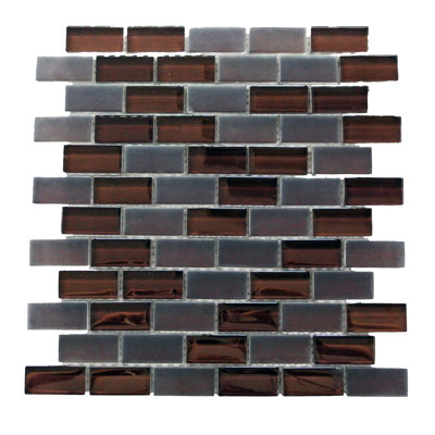 Free Flow 1 in. x 2 in. Glass Straight Edge Brick Mosaic Wall & Pool Tile