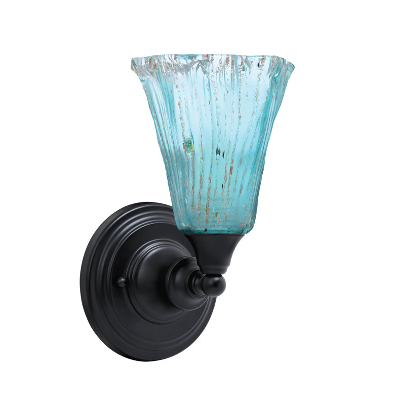 Wall Sconce Shown With 5.5" Fluted Crystal Glass, Teal