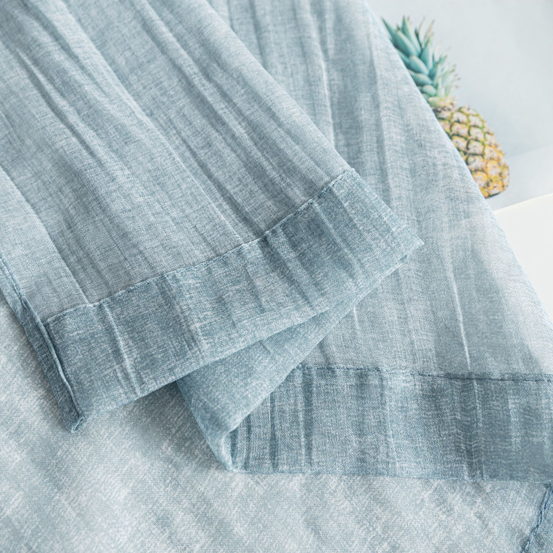 Paire de rideaux transparents avec passe-tringle Crinkle, L 50 po x L 96 po, Bleu pierre