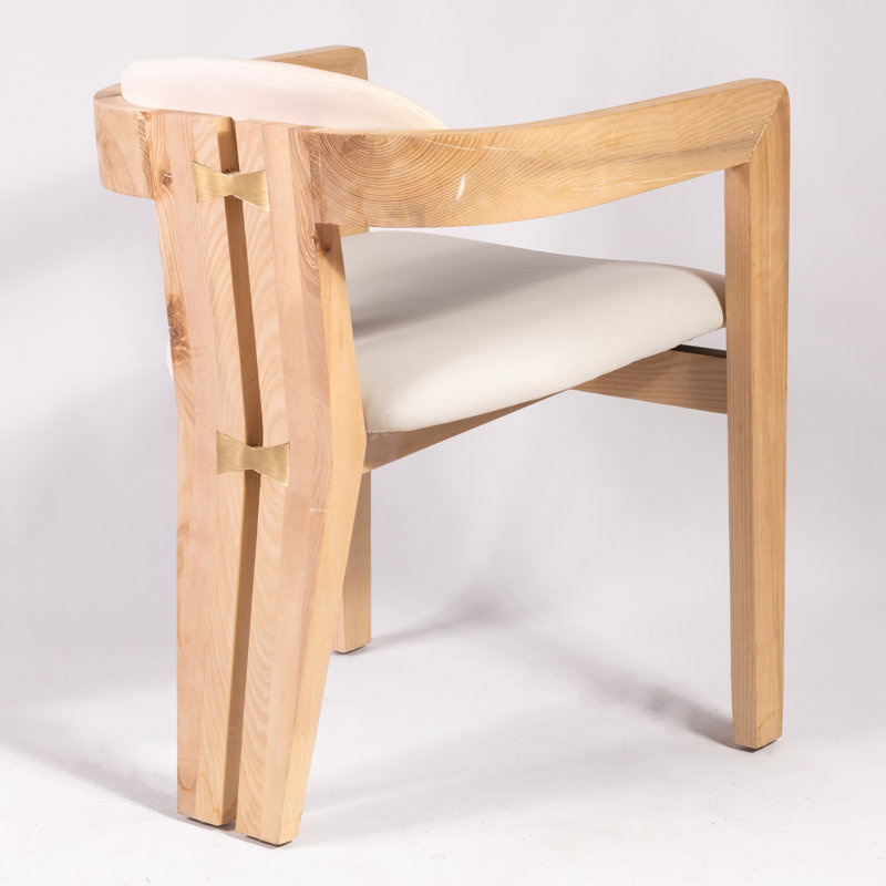 Serena Upholstered Arm Chair, White, Oak 