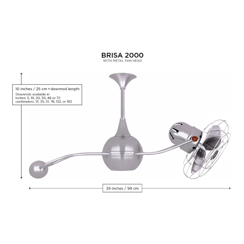 40" Brisa 2000 3 Blade Ceiling Fan, Polished Brass