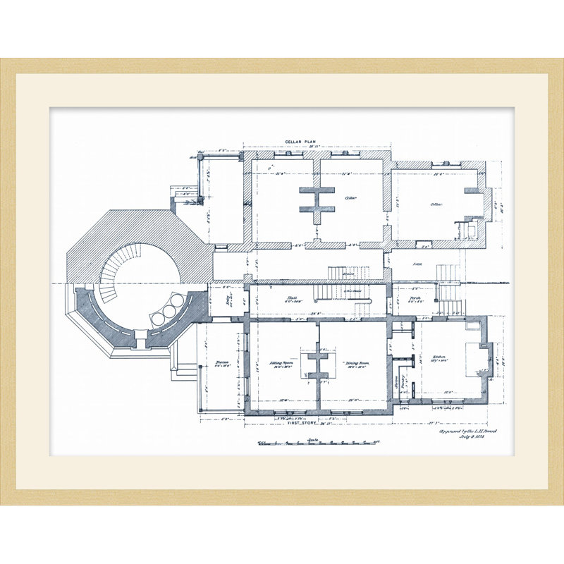 Blueprint Of Lighthouse 3 Print by Studio L57 Nouvelle, 24.48" H x 30.48" W