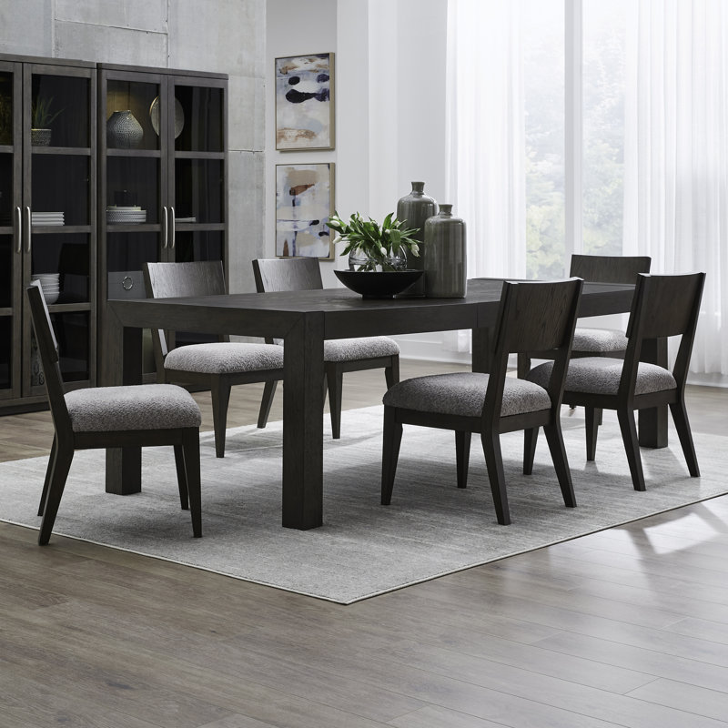 Ensemble de table rectangulaire Trenea Opt avec 6 chaises rembourrées à dossier, 7 pièces : table, 6 chaises