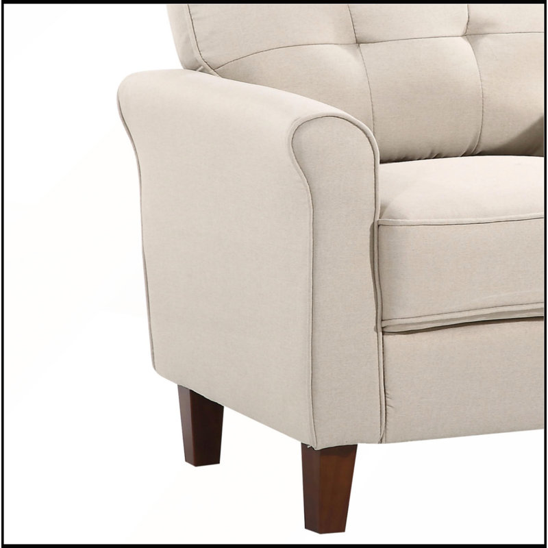 Fauteuil d'appoint Mid-Century avec dossier capitonné pour les salons, les appartements et les bureaux à domicile, Beige