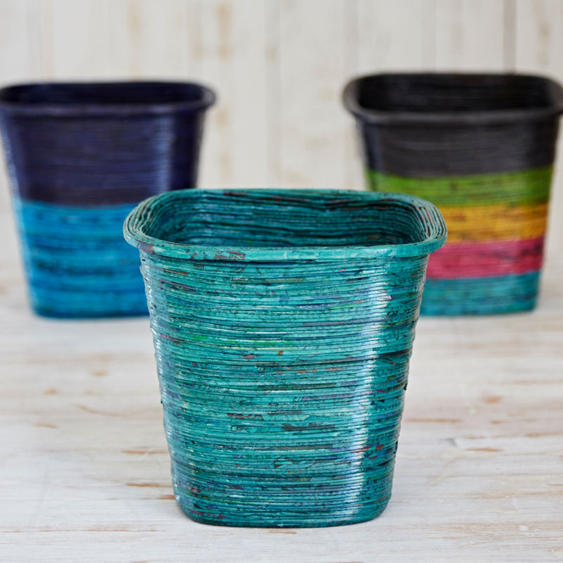 Paper High Decorative Basket, Teal