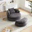 Chaise pivotante de 52 po de largeur avec rangement et chenille grise recouvrant des sièges de détente modernes