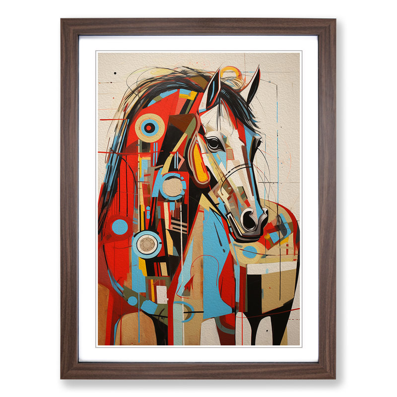 Horse Constructivism - Framed Print, Walnut , 46cm H x 34cm W x 2cm D