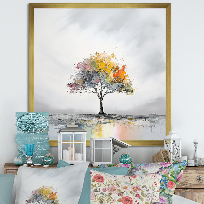 Minimalisme, arc-en-ciel, impression sur toile, Cadre doré simple, H 24 po x l 24 po x P 1 po