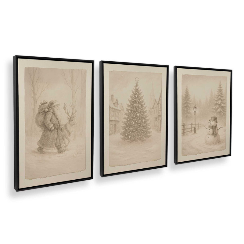 Voyage de Noël, impressions sur toile, H 19 po x l 39 po, Impression encadrée sans passe-partout, Noir satiné