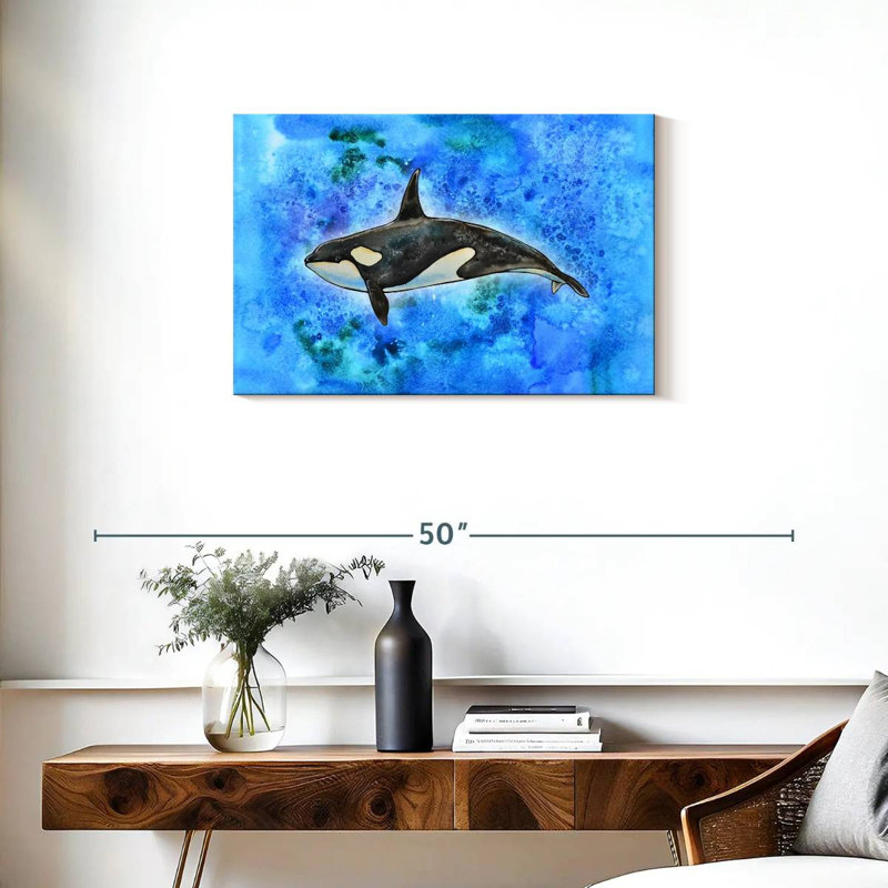 Brampt Orca On Blue, 20'' H x 30'' W