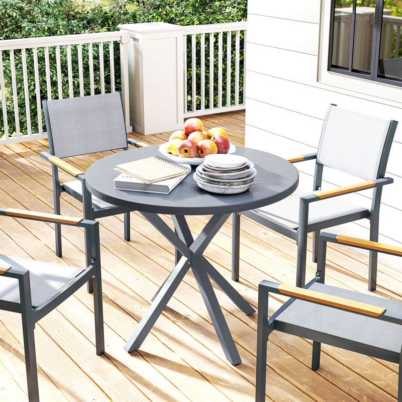 Round Metal Outdoor Dining Table , 85cm cm W 85cm cm D