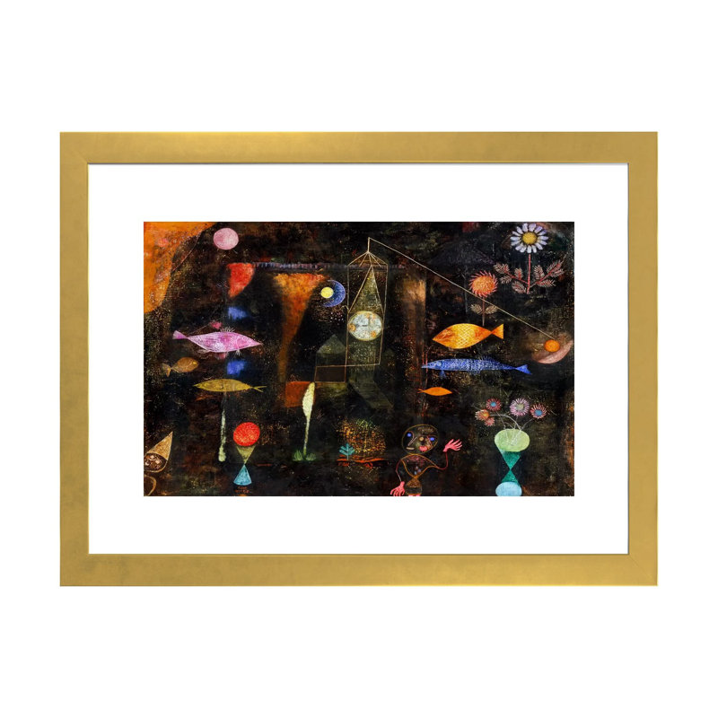 «Fish Magic, 1925» par Paul Klee - reproduction d'art, H 16 po x l 24 po x P 1 po, Papier encadré doré