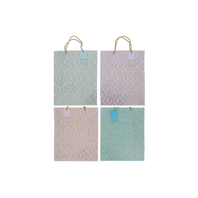 Grandes sacs-cadeaux à motif de losanges assortis - ensemble de 12