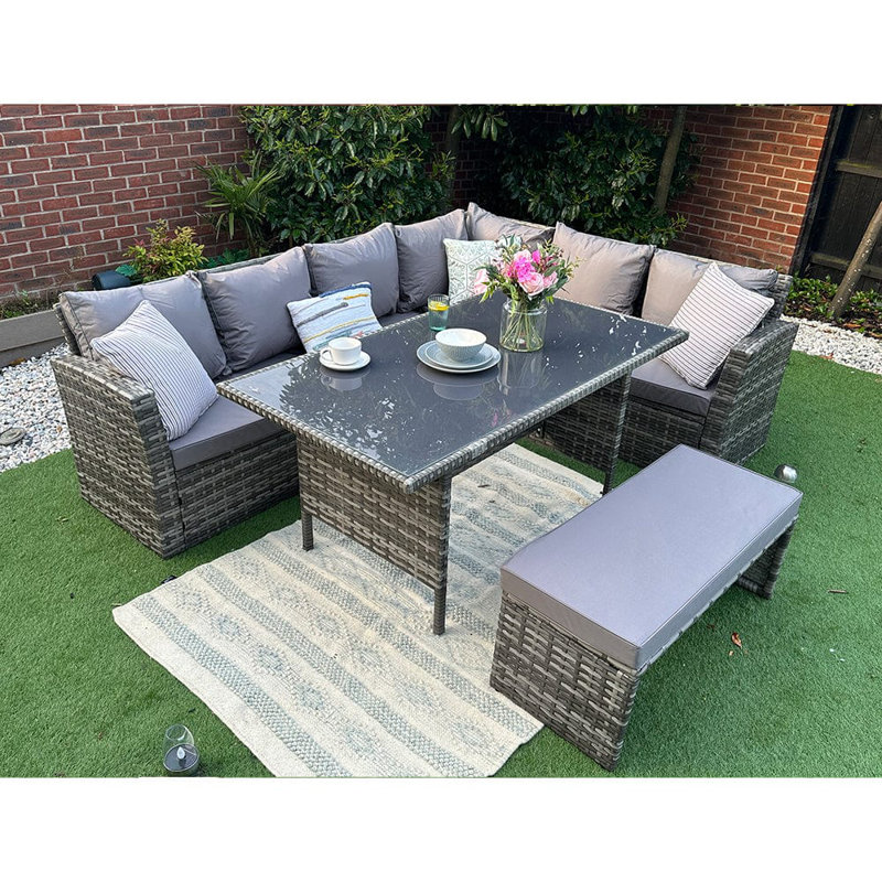 ROSEN 2024 8 - Person Wicker Patio Dining Set with Rectangular Table , Cushions Included